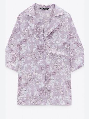 Zara Lavender Floral Short-Sleeve Button Shirt